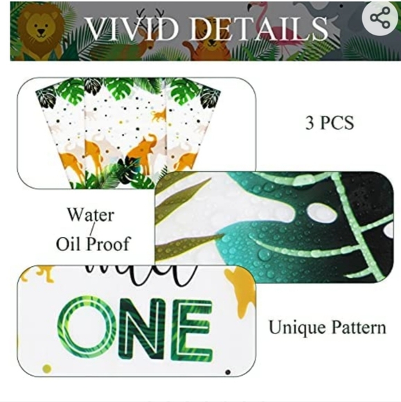 Wild One Safari Tablecloths. 3 piece. NWT! - Picture 3 of 3